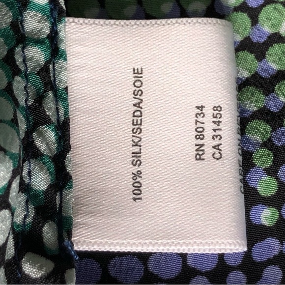 BCBGMAXAZRIA Silk Ruffled Blouse Blue Green XS - Picture 10 of 12